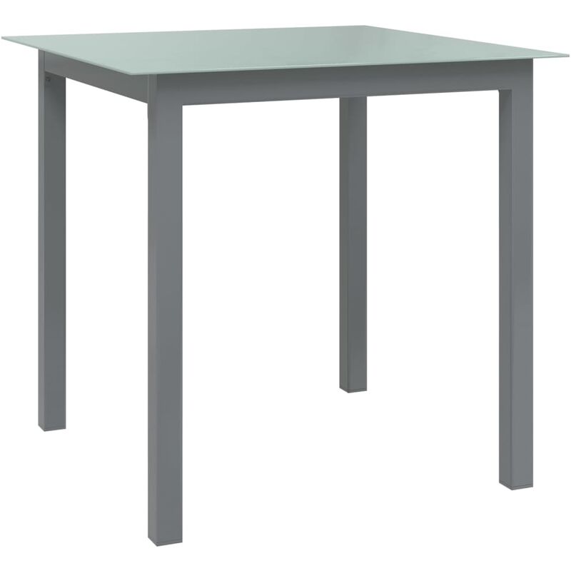 

Mesa de jardín de aluminio y vidrio gris claro 80x80x74 cm