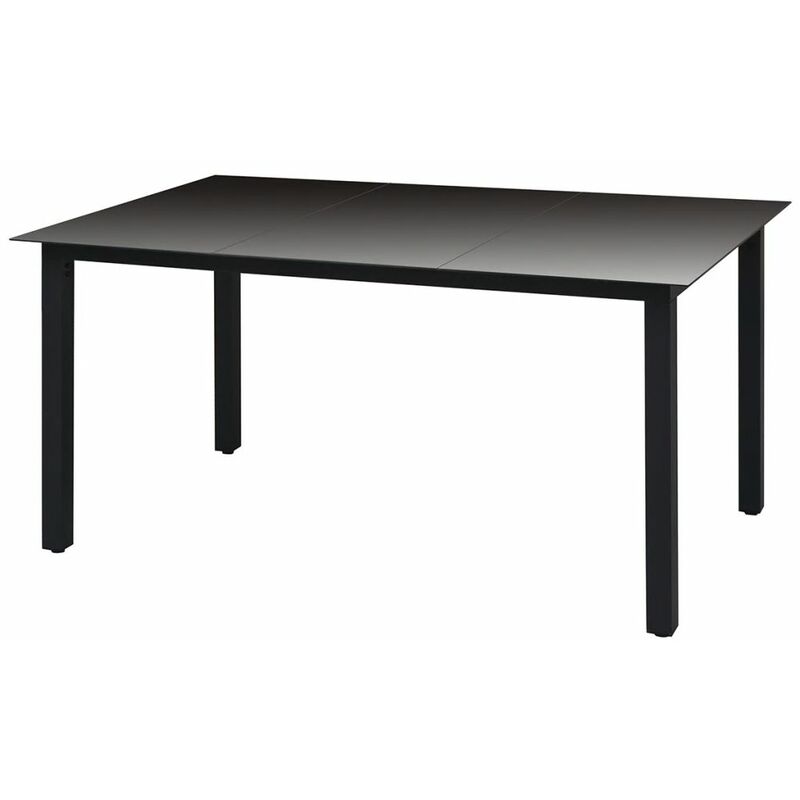 

Mesa de jardín de aluminio y vidrio negra 150x90x74 cm