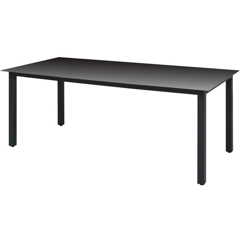 

Mesa de jardín de aluminio y vidrio negra 190x90x74 cm