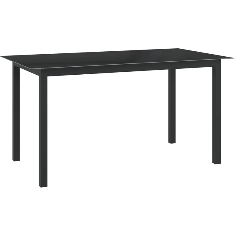 

Mesa de jardín de aluminio y vidrio negro 150x90x74 cm