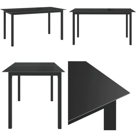 Mesa de jardín de aluminio y vidrio negro 150x90x74 cm - Mesa de aluminio - Mesa de vidrio