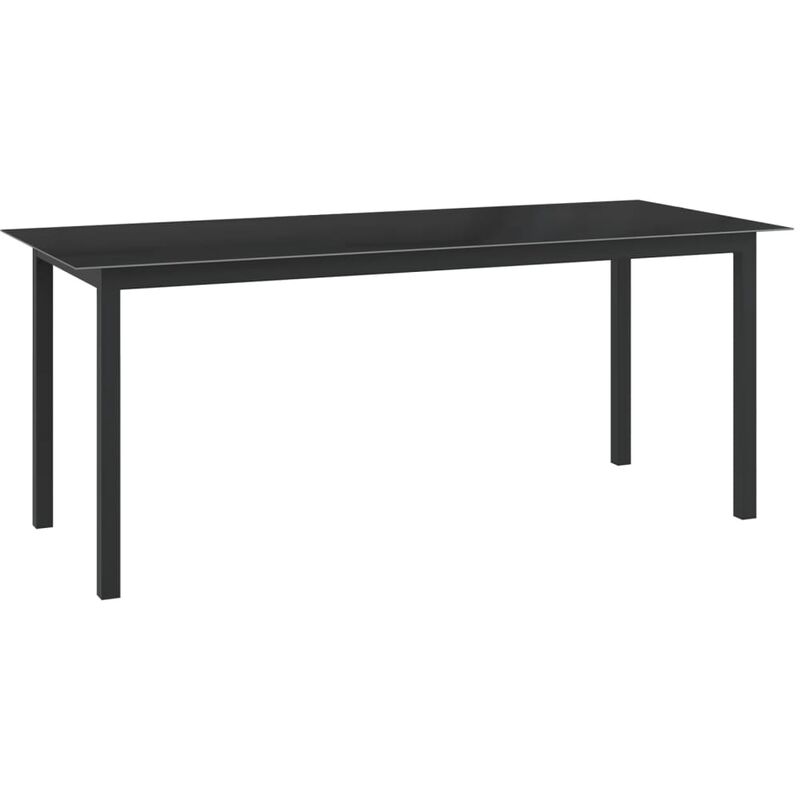 

Mesa de jardín de aluminio y vidrio negro 190x90x74cm