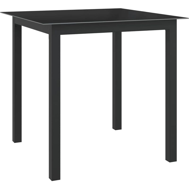 

Mesa de jardín de aluminio y vidrio negro 80x80x74 cm