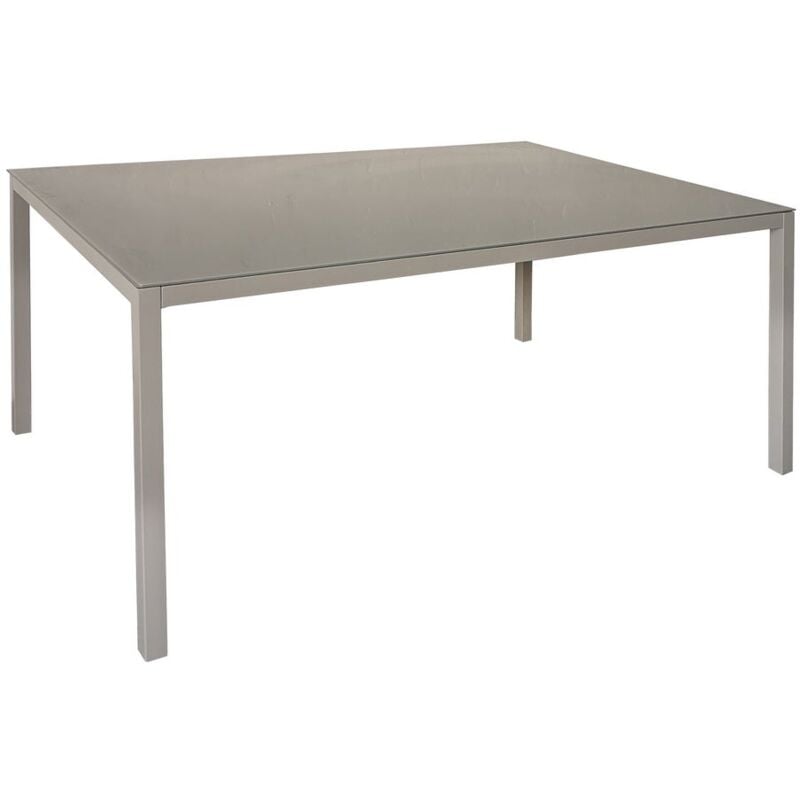 

Mesa de jardín de comedor de cristal y acero gris de 72x100x160 cm