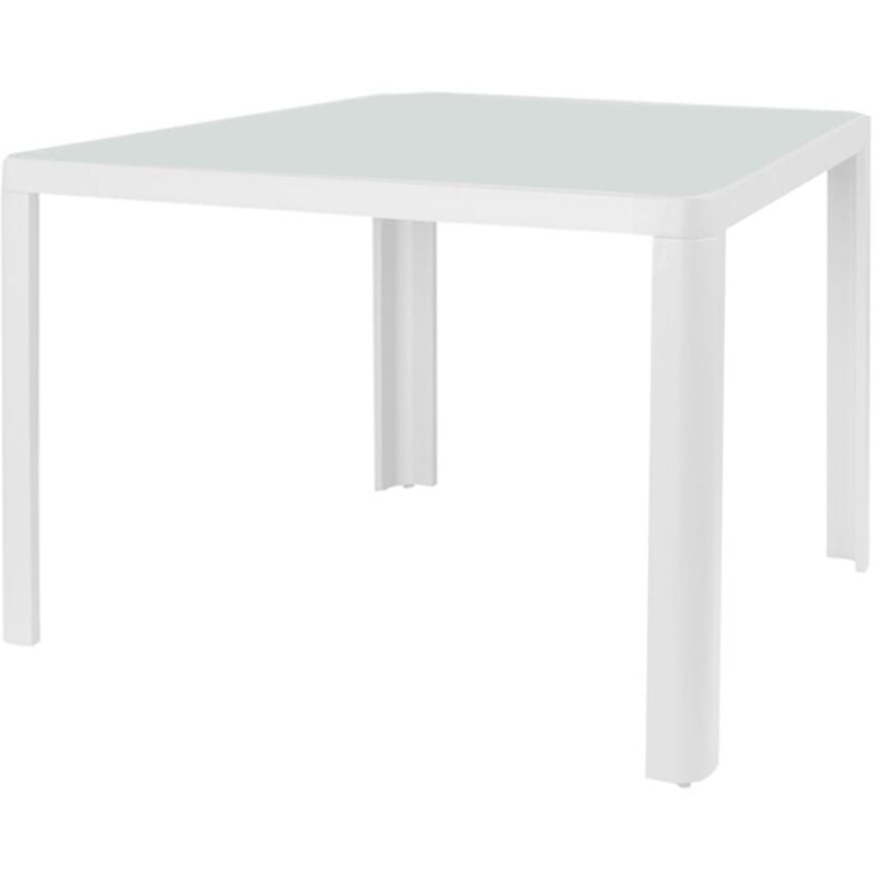 

Mesa de jardín de comedor de cristal y aluminio blanca de 75x90x90 cm