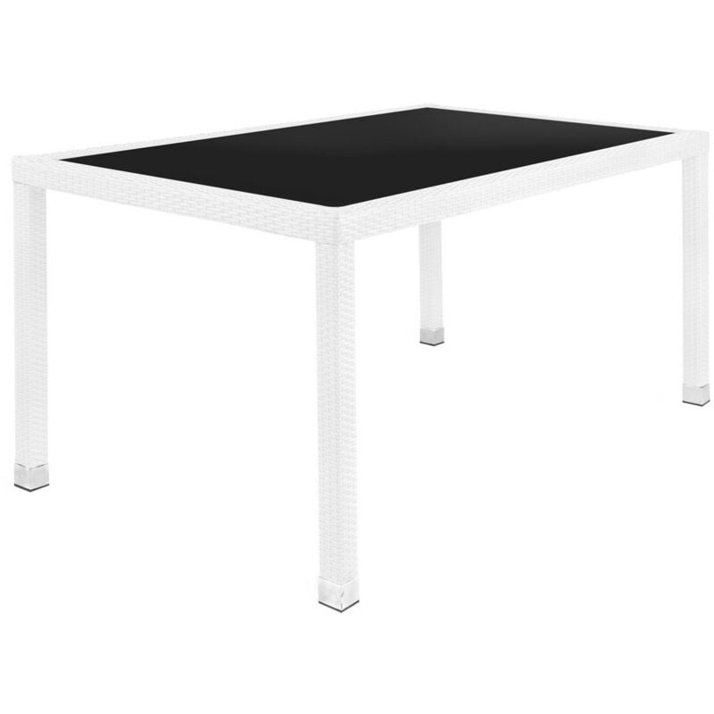 

Lolahome - Mesa de jardín Marlene de cristal y rattán sintético blancode 160x90x76 cm