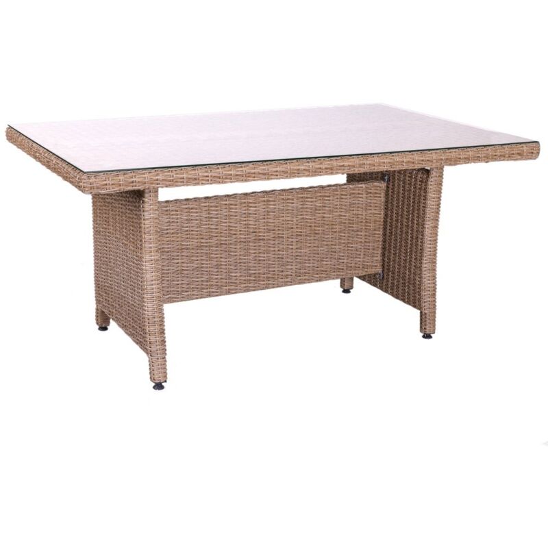 

Lolahome - Mesa de jardín de comedor de rattán marrón de 75x100x160 cm