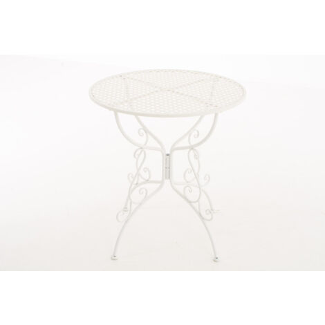 Mesa de jardín de hierro forjado diámetro Ø 70 cm blanca MDJ10044