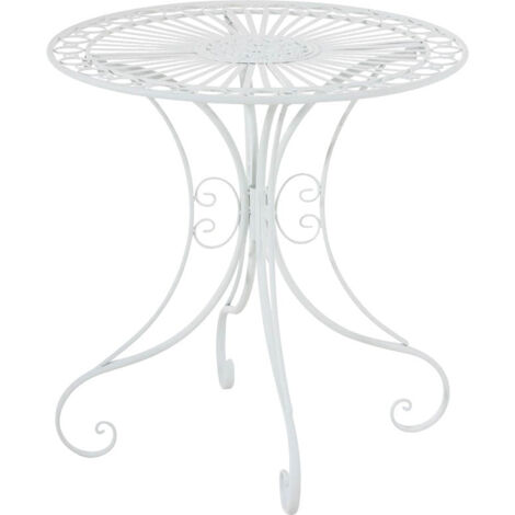 Mesa de jardín de hierro forjado diámetro Ø 70 cm blanca MDJ10049