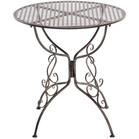 Mesa de jardín de hierro forjado diámetro Ø 70 cm bronce envejecido MDJ10045
