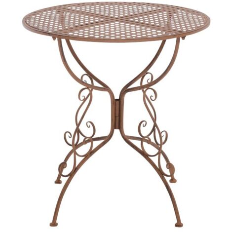 Mesa de jardín de hierro forjado diámetro Ø 70 cm marrón envejecido MDJ10046