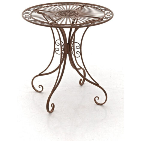 Mesa de jardín de hierro forjado diámetro Ø 70 cm marrón envejecido MDJ10051