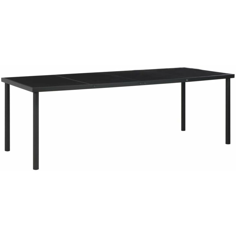 

Happyshopping - Mesa de jardin de jardin de acero y vidrio negra 220x90x74,5 cm