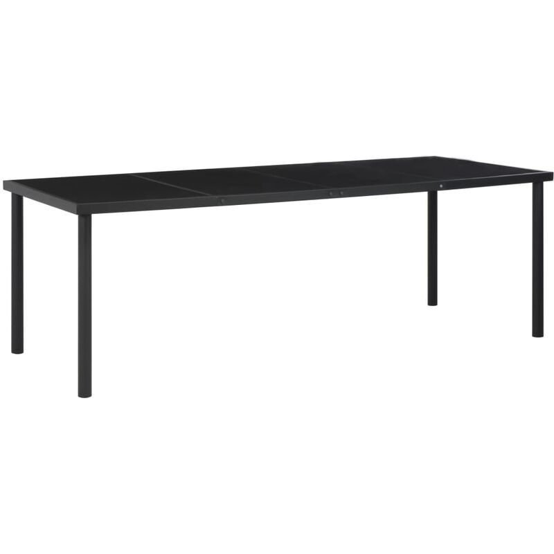 

Mesa de jardín de jardín de acero y vidrio negra 220x90x74,5 cm
