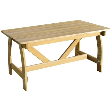 Mesa de jardín de madera de pino impregnada 150x74x75 cm