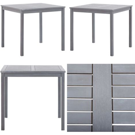 Mesa de jardín de madera maciza de acacia gris 80x80x74 cm - Mesa de comedor - Madera de acacia
