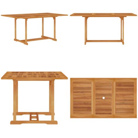 Mesa de jardín de madera maciza de teca 150x90x75 cm - Madera de teca - Mesa de comedor