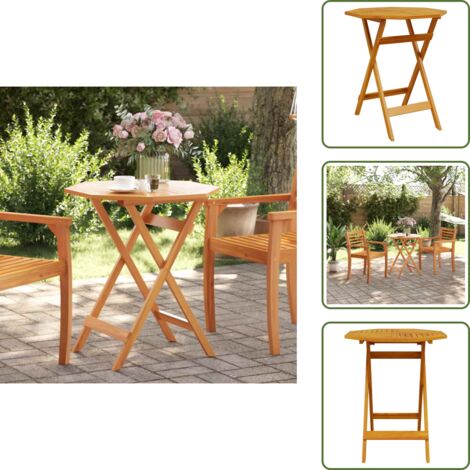 Mesa de jardín de madera - vidaXL Mesa de jardín plegable madera maciza de acacia Ø70x75 cm - Mesa de jardín con acabado de aceite