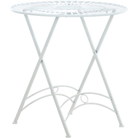 Mesa de jardín de metal Ø 71 cm estilo rústico blanco MDJ10218