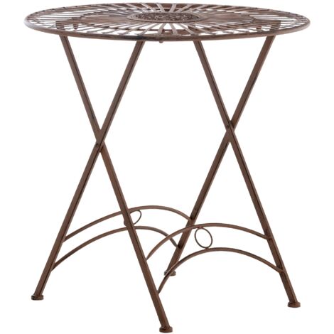 Mesa de jardín de metal Ø 71 cm estilo rústico marrón envejecido MDJ10217
