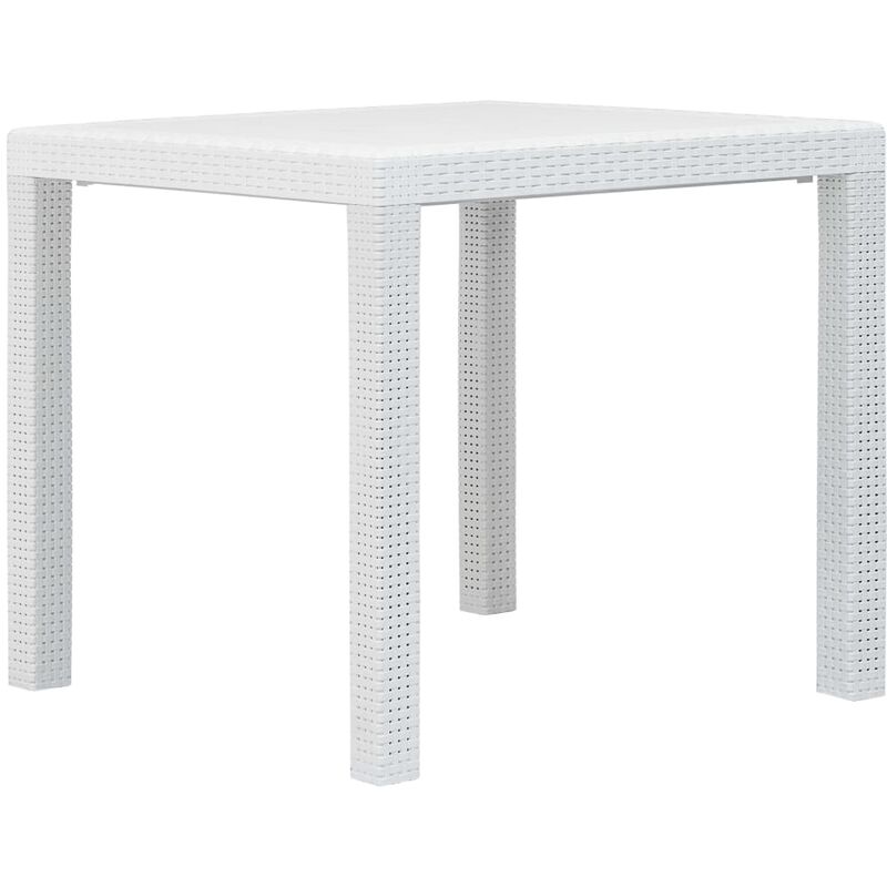 

Mesa de jardín de plástico aspecto ratán blanco 79x79x72 cm
