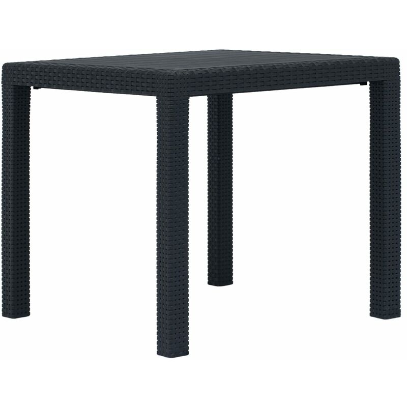 

vidaXL Mesa de Jardín Plástico Aspecto Ratán Gris Antracita 79x79x72 cm - Antracita