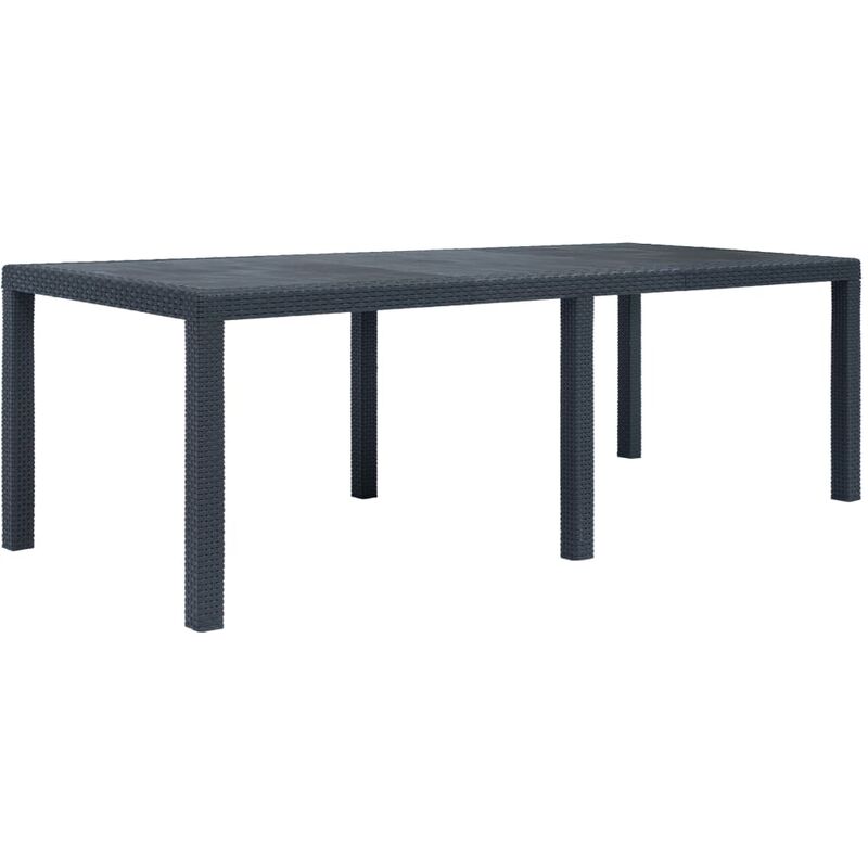 

vidaXL Mesa de Jardín Plástico Aspecto Ratán Gris 220x90x72 cm - Antracita