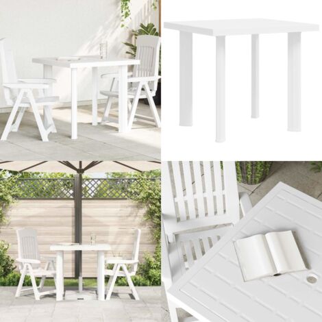 Mesa de jardín de plástico blanco 80x75x72 cm - Mesa de jardín blanca - Mesa de jardín resistente
