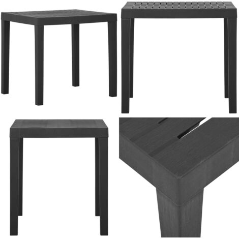 Mesa de jardín de plástico gris 79x65x72 cm - Mesa de comedor - Mesa de jardín gris
