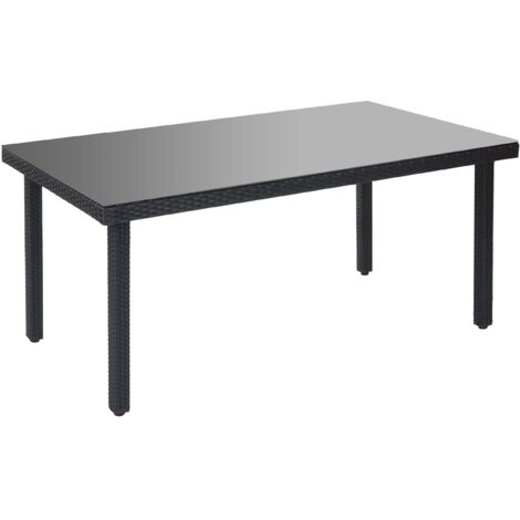 Mesa de jardín de poliratán con tapa de cristal ahumado 160x90 cm antracita 4 a 6 personas 040001762