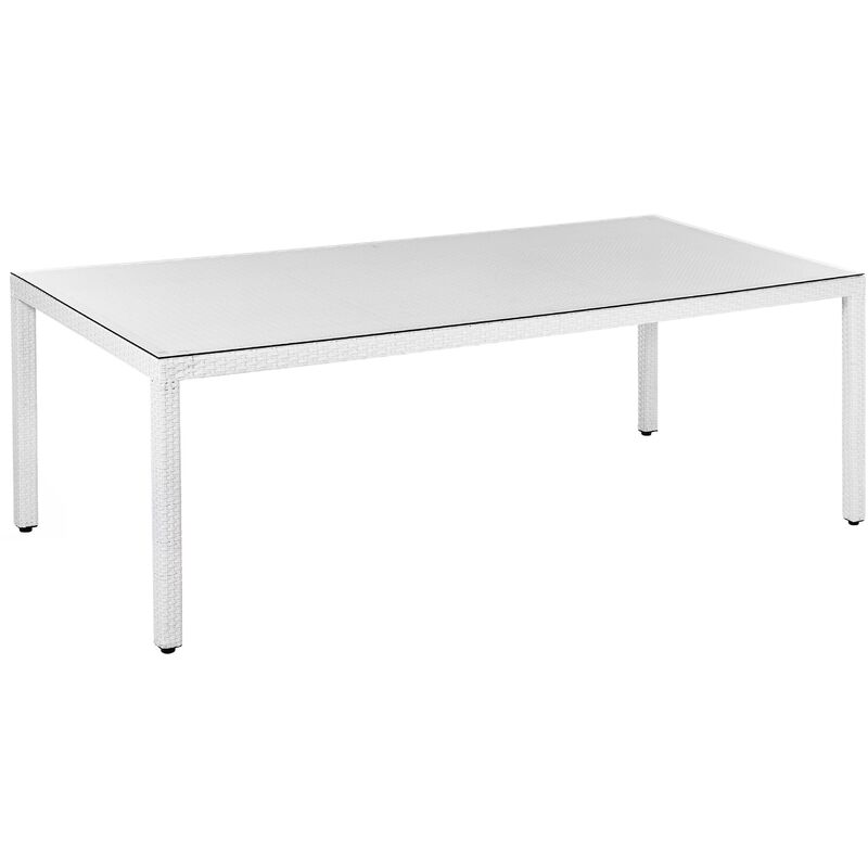 

Beliani - Mesa de jardín de ratán blanco 220 x 100 cm ITALY