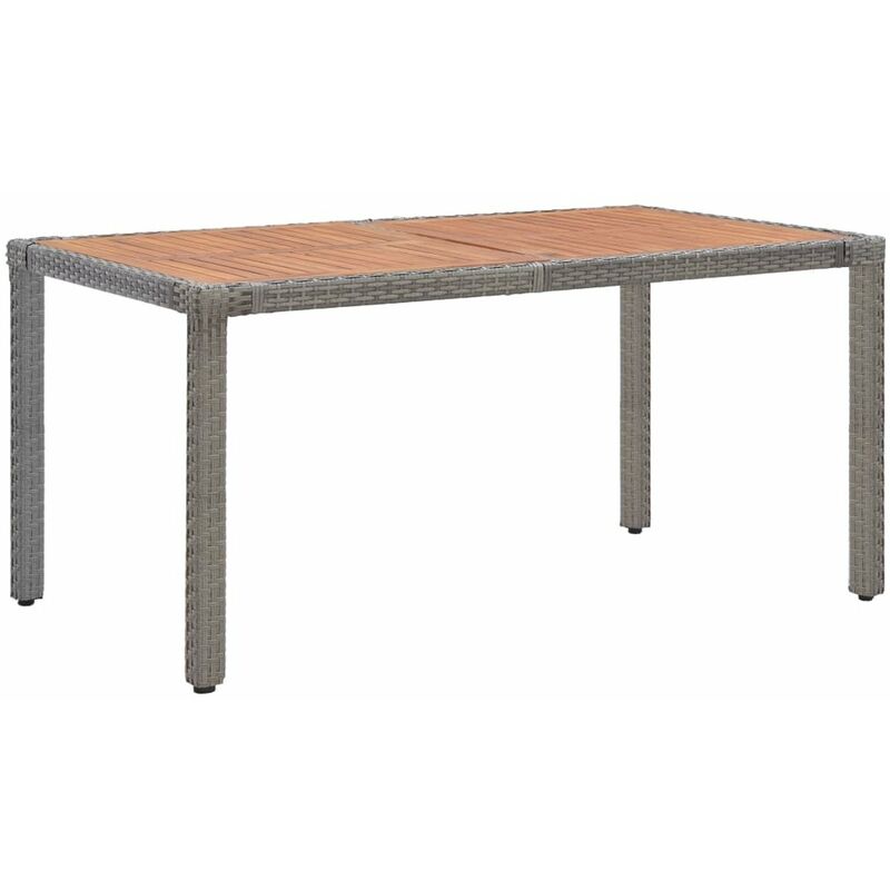 

Mesa de jardin de ratan PE y madera acacia gris 150x90x75 cm