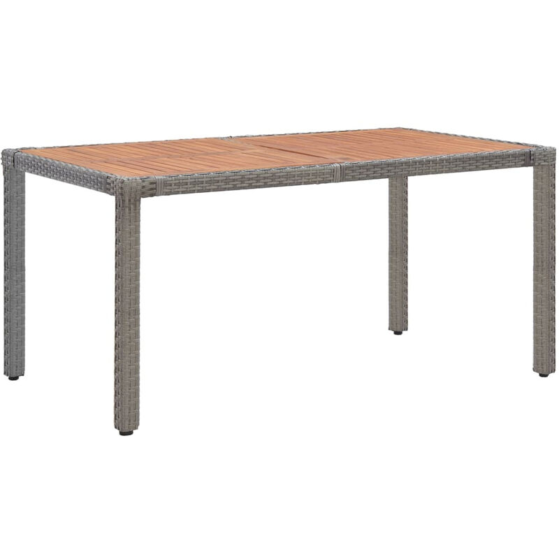 

Mesa de jardin de ratan PE y madera acacia gris 150x90x75 cm