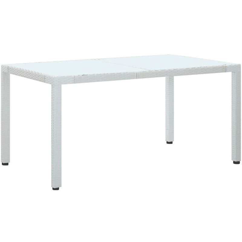 

Mesa de jardin de ratan sintetico blanco 150x90x75 cm