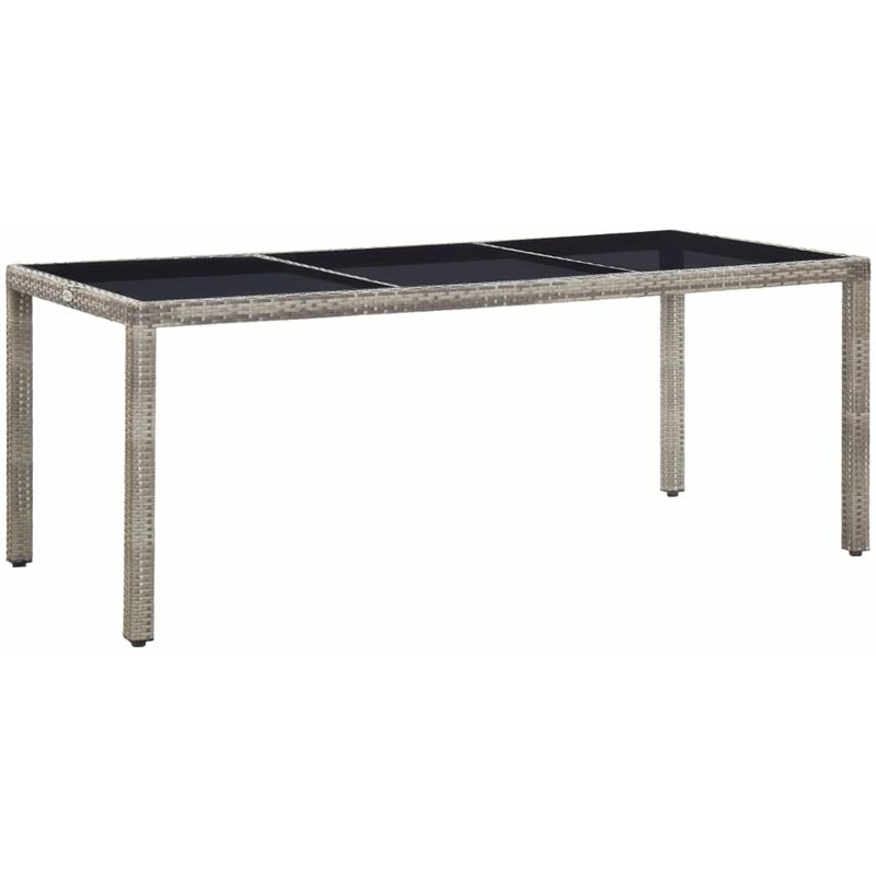 

Mesa de jardin de ratan sintetico gris 190x90x75 cm