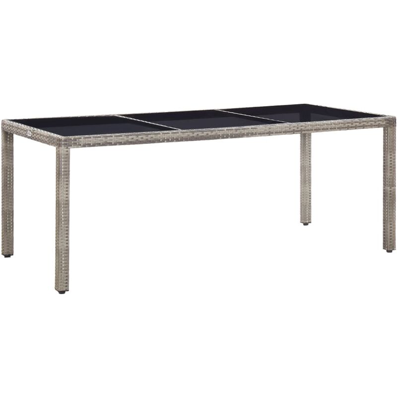 

Mesa de jardín de ratán sintético gris 190x90x75 cm