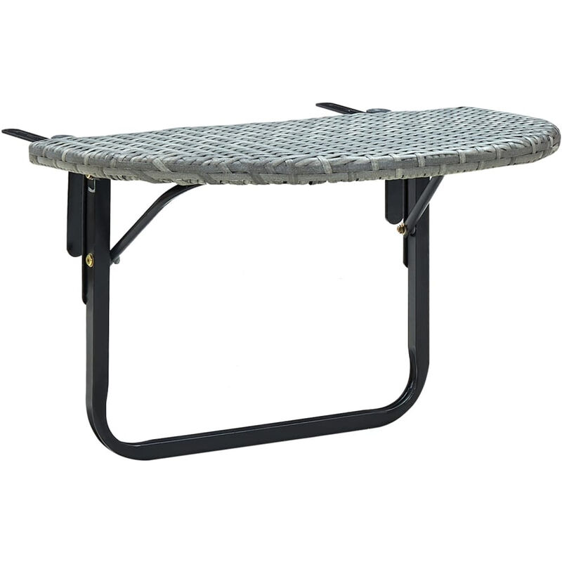 

Mesa de jardin de ratan sintetico gris 60x60x50 cm