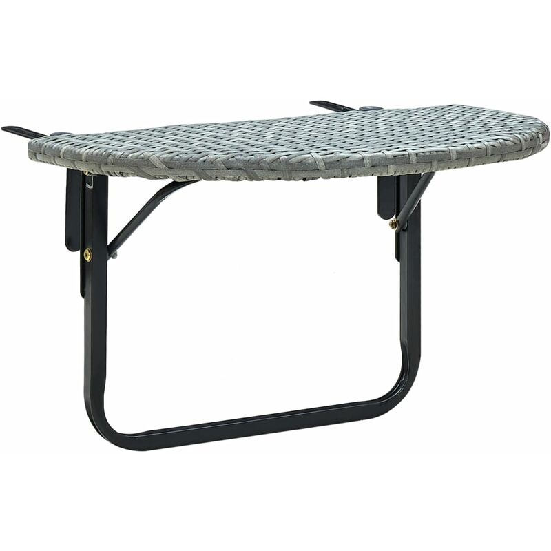 

vidaXL Mesa de jardín de ratán sintético gris 60x60x50 cm - Gris