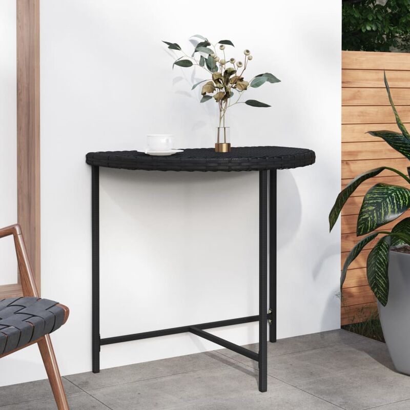

Mesa de jardín de ratán sintético negra 80x50x75 cm