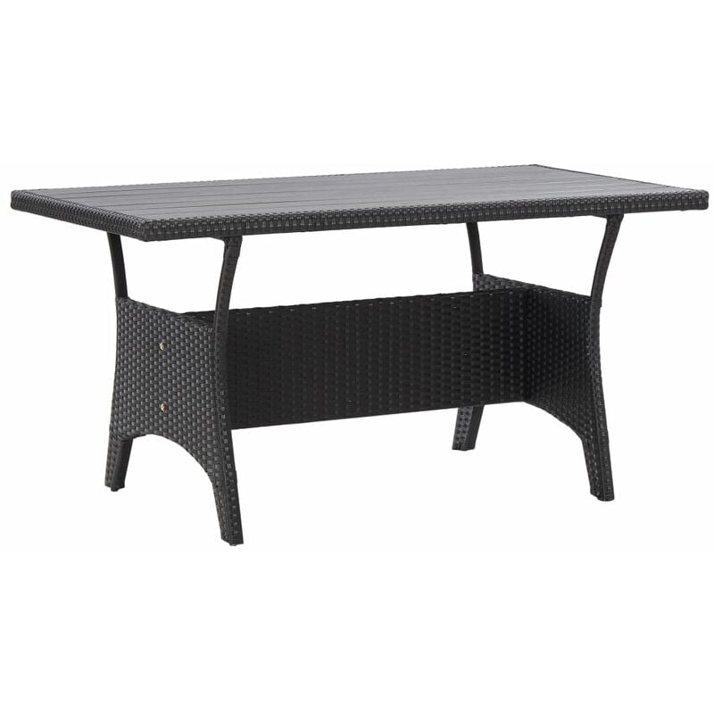

Mesa de jardín de ratán sintético negro 130x70x66 cm