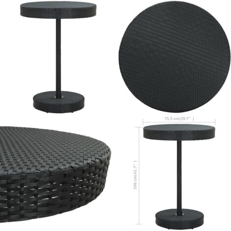 Mesa de jardín de ratán sintético negro 75,5x106 cm - Ratán sintético - Mesa exterior