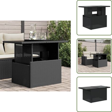 Mesa de jardín de ratán sintético - vidaXL Mesa de jardín superficie de vidrio ratán PE negro 100x55x73 cm - Mesa de jardín con estructura de acero