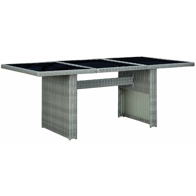 

Mesa de jardin de ratan sintetico y vidrio templado gris claro