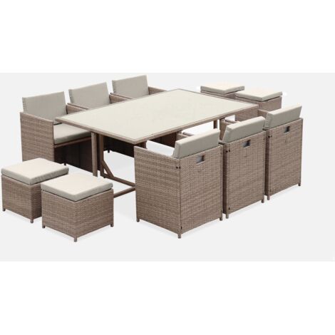 Mesa de jardín de resina de 10 plazas