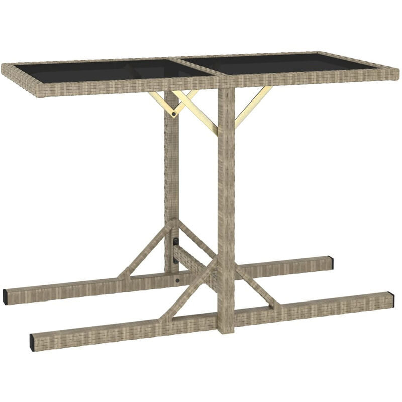 

Mesa de jardin de vidrio y ratan sintetico beige 110x53x72 cm