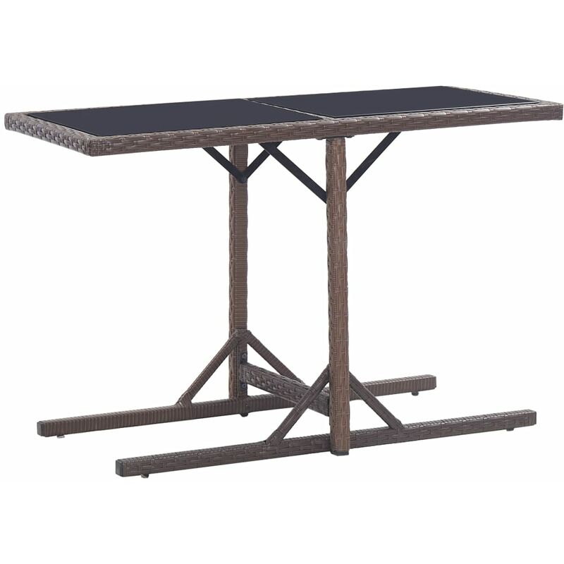 

Mesa de jardín de vidrio y ratán sintético blanco 110x53x72 cm
