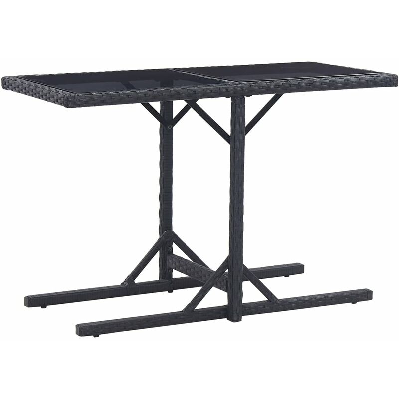 

Mesa de jardín de vidrio y ratán sintético negro 110x53x72 cm