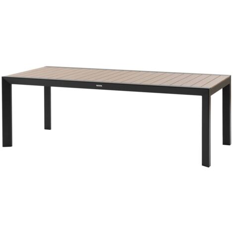 Mesa de jardín Évasion efecto madera miel y grafito, 8 asientos de aluminio - Hespéride