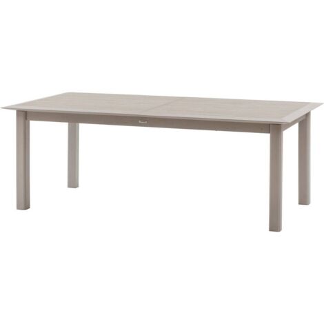 Mesa de jardín extensible Allure de aluminio, efecto madera y avena, 12 plazas  - Hespéride
