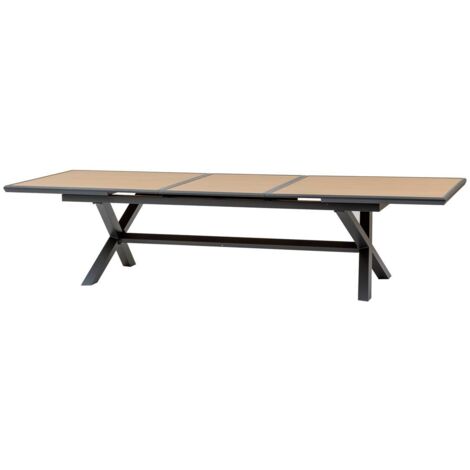 Mesa de jardín extensible AXIOME Efecto madera Nogal &amp Grafito 12 plazas - Hespéride